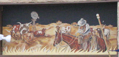 Sanger TX  cowboy, cows and windmill mural 