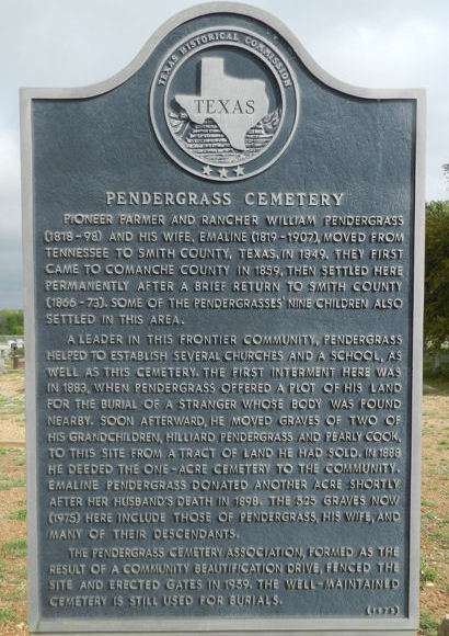 Sidney Tx Pendergrass Cemetery historical marker