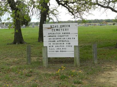 Stag Creek Tx - Cemetery sign
