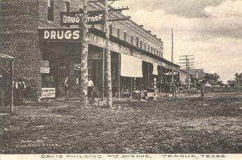 Drug store, Davis Building, 4th Avenue, Teague, Texas