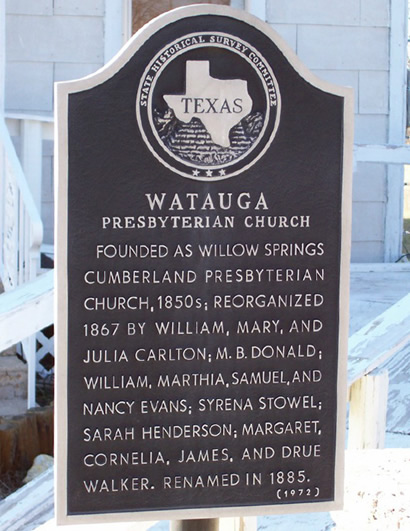 Watauga Presbyterian Church marker, Watauga Texas