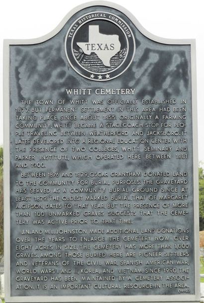Whitt  Cemetery historical marker