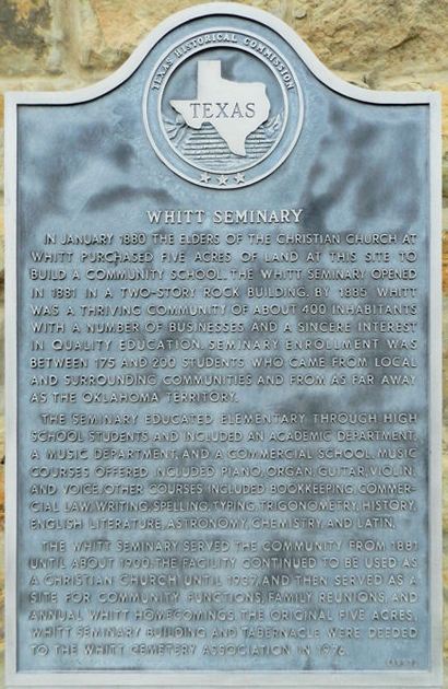 Whitt TX - Whitt Seminary historical marker