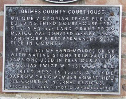 TX - Grimes County Courthouse Historical Marker