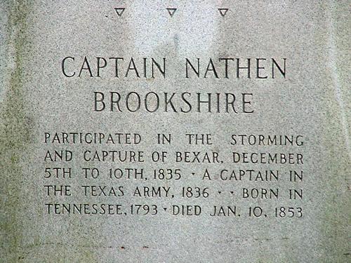 Captain Nathen Brookshire  historical marker in Brookshire, Texas