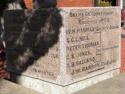 TX Brazos County Courthouse cornerstone