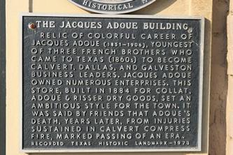 Calvert Texas downtown Jacques Adoue Building historical Marker