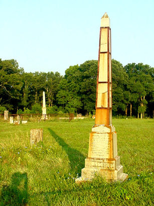Cameron Pioneer Cemetery vandlized obelisk