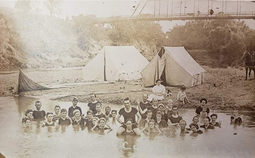Cameron TX - McGowan Bridge Over Little River, a Family Gathering