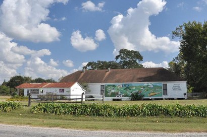 Cat Spring TX building with mural