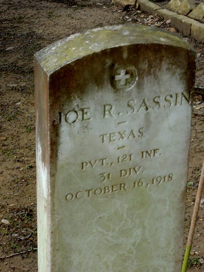 TX - Dubina Cemetery WWI Tombstone - - Joe R. Sassin 