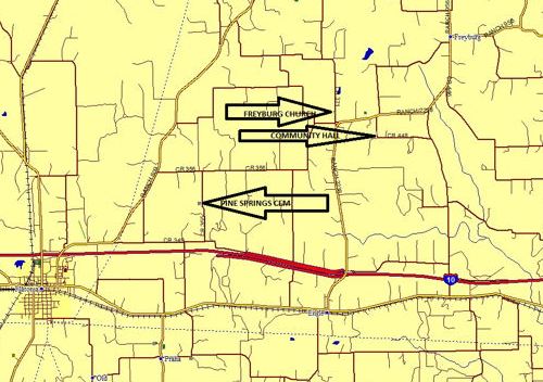 Map showing Freyburg TX