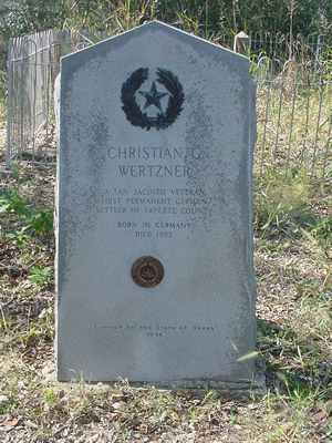 Christian Wertzner monument, Gay Hill Cemetery Texas 1936 Marker