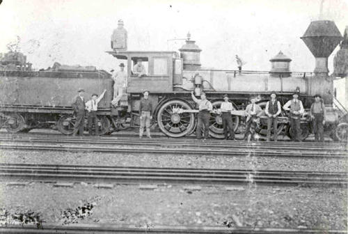 Glidden, Texas train and men, vintage photo
