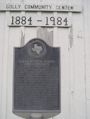 Golly Community Center 1884-1984 Historical Marker, GollyTX