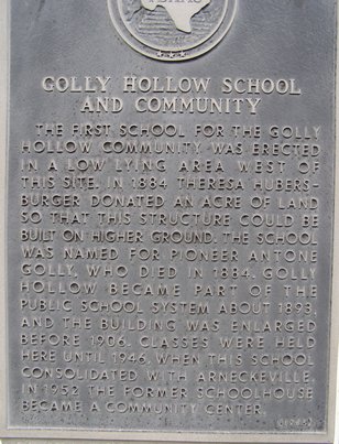 Golly Hollow School and Community Historical Marker, GollyTX 