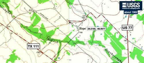 Hope TX,  Lavaca County, 1962 USGS