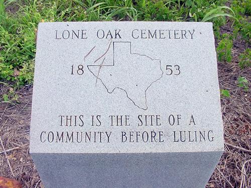 TX Caldwell County Lone Oak Cemetery marker showing the date 1853