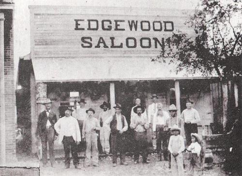 Edgewood Saloon and patrons, Marion Texas old photo