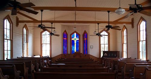 Maysfield Presbyterian Church interior, Maysfield Texas