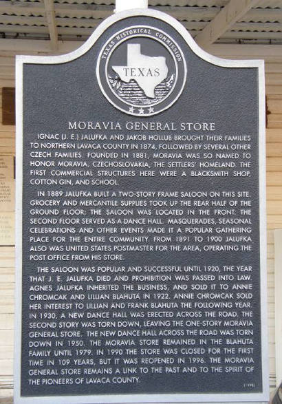 Moravia Texas - Moravia General Store historical marker