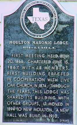 Moulton Masonic Lodge Marker, Texas