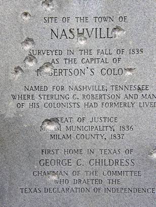 "Site Of the Town of Nashville" Texas Centennial marker