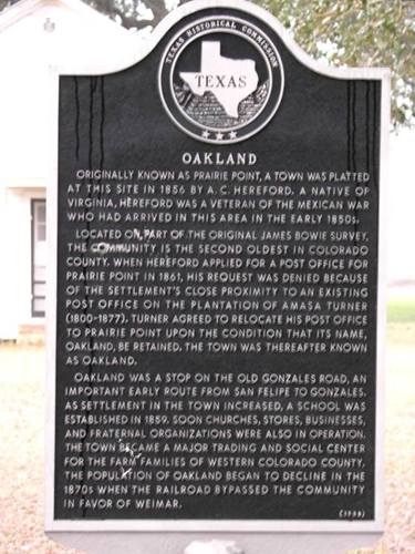 Oakland Tx historical Marker