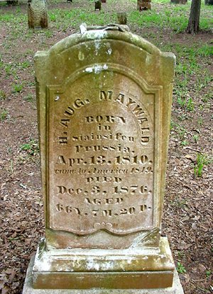 H. Aug.Maywald Prussian tombstone in Plantersville Cemetery, Texas