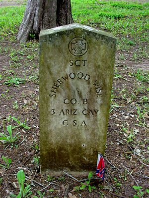 Sherwood Wise, Civil War tombstone in Plantersville Cemetery, Texas