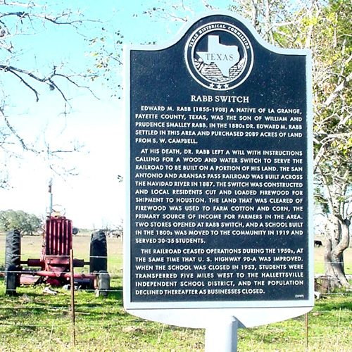 Lavaca County TX - Rabb Switch Historical marker