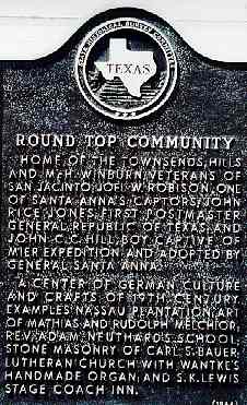 Round Top TX historical marker