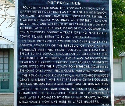 Rutersville TX Historical Marker