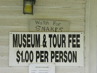 Watch for snakes, Museum tour sign,  Stephen F. Austin State Park