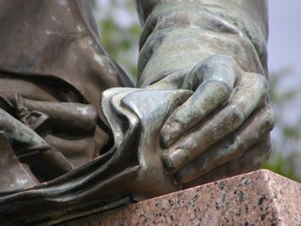 Stephen F. Austin statue, hand close up,  Stephen F. Austin State Park