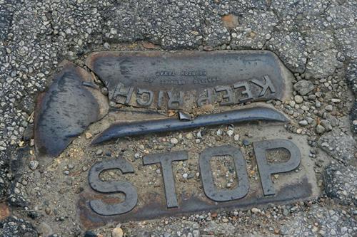 Shiner Texas 1920s Traffic Button - STOP 