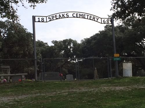 TX Lavaca County 1868 Speaks Cemetery gate