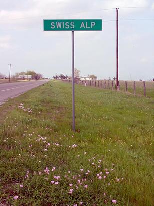 Swiss Alp TX road sign