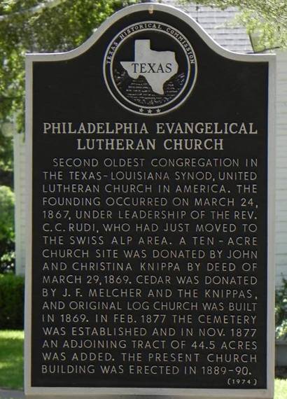 Swiss Alp TX  - Philadelphia Evangelical Lutheran Church Historical Marker