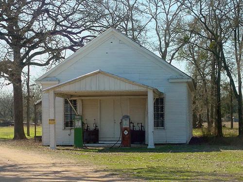 Utley Texas old gas station and gas pumps