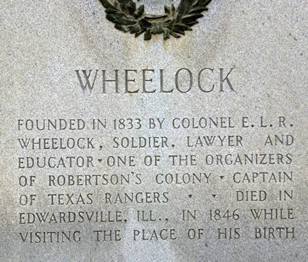 Wheelock Tx Centennial Marker text