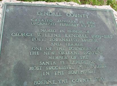Kendall County marker in Boerne, Texas  on George Wilkins Kendall