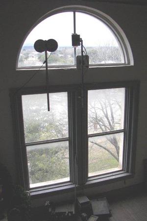 Bandera County Courthouse front window view, Texas