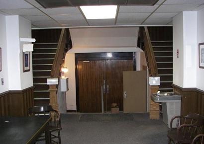 Bandera County Courthouse rear staircase and entrance, Texas