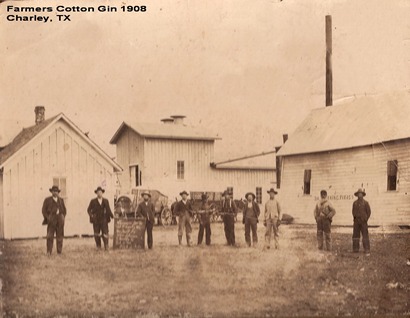 Charley, Texas farmers cotton gin 1908 old photo