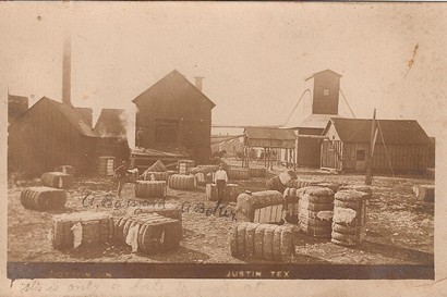Justin, Texas cotton gin , 1910s old post card