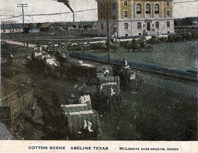 Abeline TX Cotton Scenes - Cotton wagons, pstmrk1909