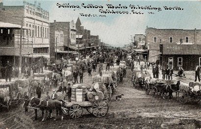 Childress TX Cotton Scene - Selling Cotton on Main Street 