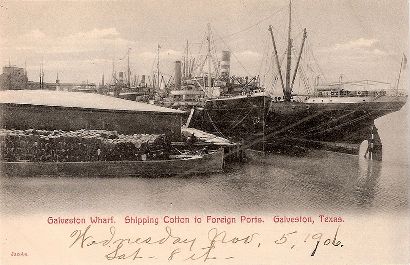 Galveston Wharf, TX - Shipping Cotton 1906 