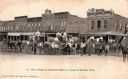 Henrietta, Texas Cotton Scene - Cotton  Wagons on Main Street